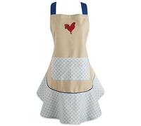 DII Women's Spring & Summer Apron Collection Adjustable, Two Large Pockets & Extra Long Ties, One Size Fits Most, Red Rooster