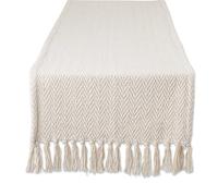 DII Woven Basic Tabletop Collection Chevron Table Runner, 15x72, Off-White