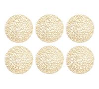 DII Woven Paper Round Decorative Metalic Placemat or Charger for Holiday and Decor, 15" Round, Gold, Set of 6