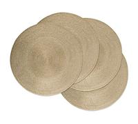 DII Woven Placemats Collection Metallic Round Placemat Set, 15", Champagne, 4 Piece
