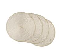 DII Woven Placemats Collection Metallic Round Placemat Set, 15", Champagne, 4 Piece