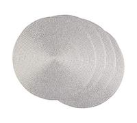 DII Woven Placemats Collection Metallic Round Placemat Set, 15", Platinum Silver, 4 Piece