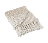 DII Woven Throw Collection 100% Cotton, Basketweave, 50x60, Stone