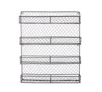 DII Z01445 Farmhouse Decorative Metal Vintage Mounted Chicken Wire Organizer for Kitchen Wall, Pantry, or Cabinet, 4 Tier Spice Rack-Rustic