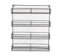 DII Z01920 Farmhouse Vintage Metal Chicken Wire Spice Organizer for Kitchen Wall, Pantry Or Cabinet, Antique Finish, 4 Tier Rack-Rustic