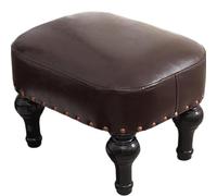 DiicMa Small Footstool Ottoman Leather Upholstered Footrest Wooden Foot Rest Stool Sofa Stool for Foot Rest for Living Room (Color : Dark Brown)