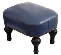 DiicMa Small Footstool Ottoman Leather Upholstered Footrest Wooden Foot Rest Stool Sofa Stool for Foot Rest for Living Room (Color : Blue)