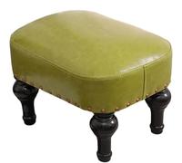 DiicMa Small Footstool Ottoman Leather Upholstered Footrest Wooden Foot Rest Stool Sofa Stool for Foot Rest for Living Room (Color : Green)