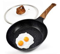 diig Non-Stick Frying Pan 28 cm, Frying Pan with Lid, Cast Aluminium Pan, Anthracite Marble Chef's Pan, Black Marble, Suitable for Induction and All Hobs