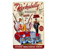DiiliHiiri Rockabilly Metal Poster Poster - 30 x 20 cm - Music Wall Decoration | Musician Gift | Rockabilly Fan Sign | 50s American Style Plaque (2635-315)