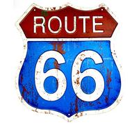 DiiliHiiri Route 66 - 32 x 29 cm Original American Retro Sign Company for Bar Pub Cafe Garage and Workshop Decoration Vintage 50s (9542-2) Blue