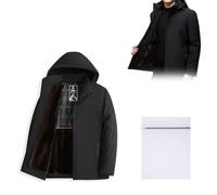 Diimona Men's Thermal Thick Hooded Parka Coat,Waterproof Winter Coat Snowboarding Windbreaker Windproof Warm Hooded Snow Coat,Men's Mountain Ski Snow Jacket (Black, L【100-120catties】)