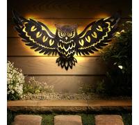 DIINOR Solar Metal Wall Art Decor Lights Owl Hanging Solar Lights Outdoor Solar Garden Decor Lights Porch Patio Yard Decorative Warm Gifts for Women Mom