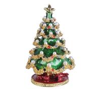 DIIOOMIEEU Christmas Tree Trinket Box Jewelry Hand Painted Enameled Vintage Decorative Hinged Jewelry Trinket Box