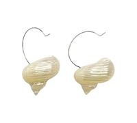 DIIOOMIEEU Elegant Natural Conch Shell Necklace Pearls Accent Dainty Earrings Jewelry Necklace Accessories for Her, A Pair of White Scre