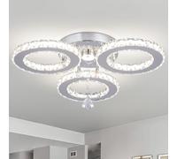 diisunbihuo 3-Ring Crystal Flush Mount Ceiling Light Dimmable LED | Remote Adjustment Of Light Colour And CCT Mini Crystal Ceiling Fixture For Bedroom Hallway Entryway And Living Room