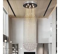 diisunbihuo Long Drop Raindrop Crystal Chandelier, 50 cm Wide × 160 cm High, Flush-Mount Canopy for High-Ceiling Staircase/Stairwell & Foyer, Modern Luxury