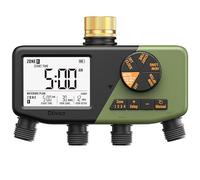 Diivoo 4 Zone Sprinkler Timer with Brass Inlet, IP68 Water Timer with Large Display, Programmable Automatic & Rain Delay & Manual Watering for Garden Hose, Irrigation, Lawn, Yard