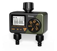 Diivoo Water Timer for Irrigation, Digital Automatic Hose Tap Sprinkler Timer 2 Outlets, Garden Watering Systems Controller With Rain Delay/Auto&Manual Mode for Lawn