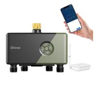 Diivoo WiFi Sprinkler Timer for Garden Hose, 4 Zones Smart Water Timer with Brass Inlet, WiFi & Ethernet Connection, Compatible with Alexa/Google, 24 Irrigation Plans, Rain Delay & Mist Mode for Lawns