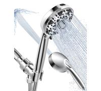 Diiwet Shower Head with Handheld 7 Settings High Pressure, Built-in Power Wash to Clear Tub, Tile & Pets, 5" High Powerul Hand Held Rain Showerhead with Stainless Steel Hose and Adjustable Bracket