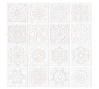 DiiWmme 16 Pieces Reusable Mandala Painting Stencils, 6x6 Inch DIY Art Stencils for Wood, Walls, Fabric, Floors, Tiles,Great for Crafts, Scrapbooking and Home Decor