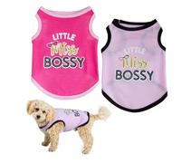 DiiWmme 2 Pack Dog & Cat Clothes, Dog T-Shirts Summer Breathable Cotton Shirts, Puppy Sweatshirt Soft Tank Top Sleeveless Vest, Red/Pink, L