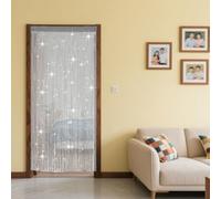 DiiWmme 2 Pack Glitter String Curtain with Tassels, 100x200cm Door Curtain with 80 Pins, Sparkly Room Divider for Living Room Bedroom Party, Shimmering Fly Screen for Windows Doors (Grey)