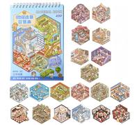 DiiWmme 20 Sets of DIY 3D House Stickers, Creative Miniature Scene Sticker Book for Adults and Kids, Stress Relief Sticker Scenes (Suitable for Children 3+)（A）