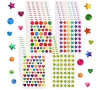 DiiWmme 2190 Pcs Colorful Star Flowers Heart Stickers,40Pcs Different Sizes Vibrant Holographic Reward Stickers for Teachers, Classroom, Scrapbooking and DIY Crafts
