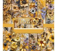 DiiWmme 24 Sheets Floral Scrapbook Paper，6x6 Inch Vintage Patterned Craft Paper for Scrapbooking, Decoupage, Card Making, DIY Journaling and Photo Albums (Bee)