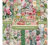 DiiWmme 24 Sheets Imitation Knitted Pattern Scrapbook Paper, 6x6 Inch Cardstock for Scrapbooking, Decoupage, Card Making, Photo Albums, Journaling and DIY Craft Projects (24 Unique Designs) (Flowers)