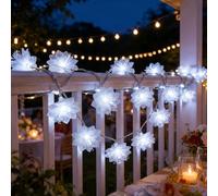 DiiWmme 2M 10LED Battery Operated Flower Fairy String Lights,Warm White Flower Blossom Fairy Lights for Bedroom Home Decoration,Spring Decor,Valentine's Birthday Christmas Indoor Outdoor Decor (White)