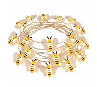 DiiWmme 2M 20LED Bee String Lights, Battery Operated Bee Fairy Lights for Bedroom Decor, Cute Bee Lights for Indoor Outdoor Garden, Party, Christmas, Wedding (Bee B)