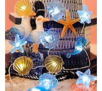 DiiWmme 2M 20LED Ocean String Lights Battery Operated, Seahorse Starfish Shell Fairy Lights for Indoor Outdoor Decor, Christmas, Bedroom, Party, Garden, Aquarium Wall (Grenn)