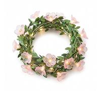 DiiWmme 2M Green Leaf Cherry Blossom Fairy Lights 20 LED,Battery Operated Flower String Lights for Bedroom Decor,Indoor Spring Christmas Decorations,Romantic Gift for Girls Room,Wedding,Party (Pink B)