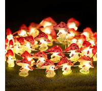 DiiWmme 2M Mushroom Fairy Lights, 20 LED Battery Operated String Lights, Warm White Mushroom Decor for Bedroom, Indoor Outdoor Party Wedding Christmas Garden Patio Decorations (Mushroom)