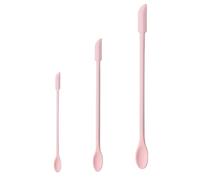 DiiWmme 3Pcs Different Size Mini Silicone Spatula Set, Double-Headed Makeup and Kitchen Scraper, Long-Handled Jar Spoon for Makeup, Jam, Lotion (Pink)