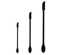 DiiWmme 3Pcs Different Size Mini Silicone Spatula Set, Double-Headed Makeup and Kitchen Scraper, Long-Handled Jar Spoon for Makeup, Jam, Lotion (Black)