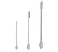 DiiWmme 3Pcs Different Size Mini Silicone Spatula Set, Double-Headed Makeup and Kitchen Scraper, Long-Handled Jar Spoon for Makeup, Jam, Lotion (Green)