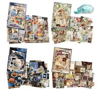 DiiWmme 400 Sheets Vintage Scrapbook Paper Kit with Glue Tape, Junk Journal Supplies for Scrapbooking, Card Making, DIY Collage Art, Mixed Media, Gift Wrapping with Aesthetic Designs (Retro B)