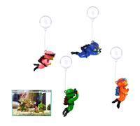 DiiWmme 4PCS Floating Fish Tank Decorations, Cute Diver with Balloon Aquarium Ornaments, Adjustable Height Resin Aquarium Decor for Freshwater Saltwater Fish Tank Accessories (Style B)