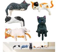 DiiWmme 5 Pcs Cat Car Accessories Adorable Dashboard Ornaments Mini Figurines Set Cute Car Dashboard Decorations and Desk Decor Resin Cat Lover Gift for Women Men (Cat-A)