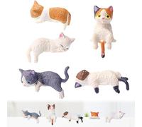 DiiWmme 5 Pcs Cat Car Accessories Adorable Dashboard Ornaments Mini Figurines Set Cute Car Dashboard Decorations and Desk Decor Resin Cat Lover Gift for Women Men (Cat-B)
