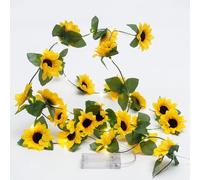 DiiWmme 6.56FT Artificial Flower Garland String Lights, Battery Operated Fake Vine with 20 Warm White LED Fairy Lights, Floral Garland for Wedding, Party, Home, Table, Wall Decor (Sunflower)