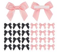 DiiWmme 60 Pcs Self-Adhesive Satin Bows, Pink and Black Ribbon Bows for Gift Wrapping, Wedding Decorations, Party Crafts (6.35cm Mini Bows) (30 Pink + 30 Black)