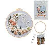 DiiWmme Beginner Embroidery Kit for Adults and Kids, Complete Starter Set with Step-by-Step Instructions, Hoop, Threads and Patterns to Learn Easy DIY Embroidery for The First Time (Moon Flower)