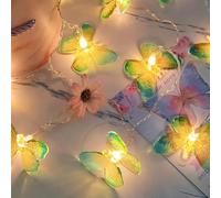 DiiWmme Butterfly String Lights, 10 LED Battery Operated Fairy Lights for Bedroom, 2M Butterfly Lights for Indoor Outdoor Wedding, Party, Garden, Birthday Decorations (Yellow)