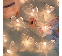 DiiWmme Butterfly String Lights, 10 LED Battery Operated Fairy Lights for Bedroom, 2M Butterfly Lights for Indoor Outdoor Wedding, Party, Garden, Birthday Decorations (White)