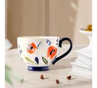 DiiWmme Coffee Mugs Ceramic Tea Mug,450 ml Coffee Cup Cute Novelty Ceramic Tea Cups Handmade Flower Breakfast Cup Mugs for Tea Hot Drinks Chocolate Coffee Milk (Kapok)